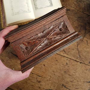 Superb Carved oak Tudor Gothic Style Cards Box Antique Circa 1920