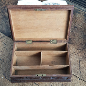 Superb Carved oak Tudor Gothic Style Cards Box Antique Circa 1920