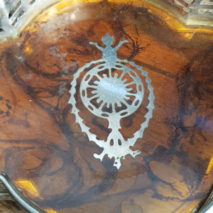 Pair Of Silver Plated Cognac Celluloid Fitted Bottle Coasters Antique Edwardian circa 1910