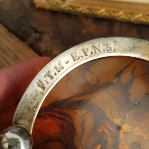 Pair Of Silver Plated Cognac Celluloid Fitted Bottle Coasters Antique Edwardian circa 1910