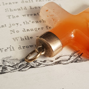 9k Rolled Gold Mounted Carved Agate Cross Pendant Antique Victorian circa 1900