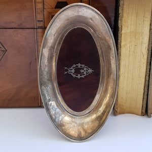 Sterling Silver Trinket Dish With Silver Inlaid Cognac Celluloid Base Antique Birmingham Circa 1926