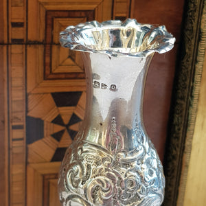 Sterling Silver Repousse Bulbed Amphora Specimen Flower Vase Antique Chester Circa 1899