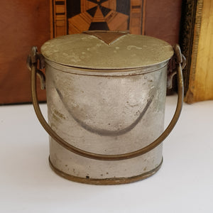 Rare Brass And Copper WWI Trench Art Match Vesta As A Lidded Bucket Antique Circa 1915