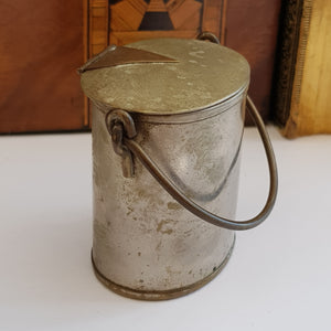 Rare Brass And Copper WWI Trench Art Match Vesta As A Lidded Bucket Antique Circa 1915