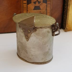 Rare Brass And Copper WWI Trench Art Match Vesta As A Lidded Bucket Antique Circa 1915