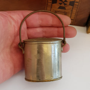 Rare Brass And Copper WWI Trench Art Match Vesta As A Lidded Bucket Antique Circa 1915