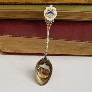 Rare Sterling Silver Enamel Stratford On Avon Shakespeare Souvenir Spoon Antique Birmingham Circa1907