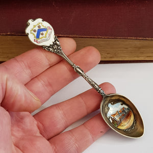 Rare Sterling Silver Enamel Stratford On Avon Shakespeare Souvenir Spoon Antique Birmingham Circa1907