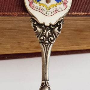 Rare Sterling Silver Enamel Stratford On Avon Shakespeare Souvenir Spoon Antique Birmingham Circa1907