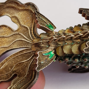 Chinese Silver Enamel Decorated Articulated Gold Fish Figure Fob Vintage Circa 1930s