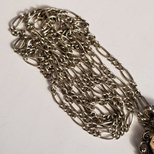 Sterling Silver Gold Topaz Marcasite Pendant On Silver Chain Vintage Italy Circa 1970's