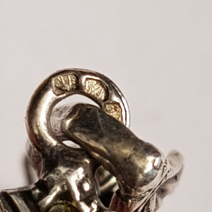 Sterling Silver Gold Topaz Marcasite Pendant On Silver Chain Vintage Italy Circa 1970's