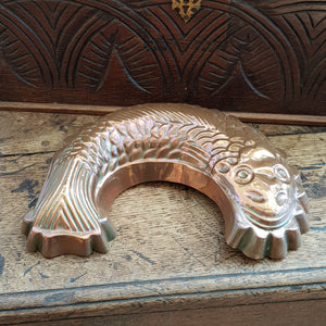 Superb Embossed Copper Salmon Mouse Mould Aspic Mould Antique Victorian Circa 1880