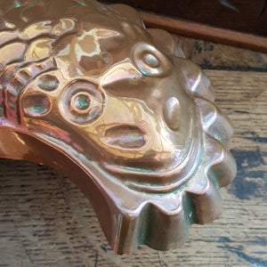 Superb Embossed Copper Salmon Mouse Mould Aspic Mould Antique Victorian Circa 1880
