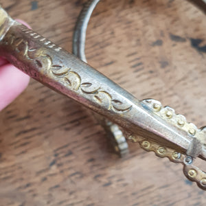Superb Pair Of Spanish 19th Century Ornate Gilded Steel Spurs Antique Circa 1850's