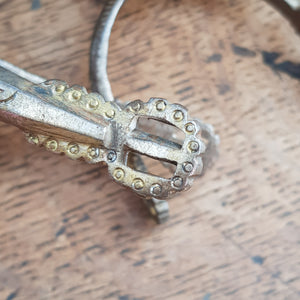 Superb Pair Of Spanish 19th Century Ornate Gilded Steel Spurs Antique Circa 1850's