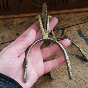 Superb Pair Of Spanish 19th Century Ornate Gilded Steel Spurs Antique Circa 1850's
