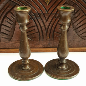 Tiffany & Co Pair Of Bronze Candlesticks Candle Holders Vintage Circa 1930's