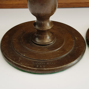 Tiffany & Co Pair Of Bronze Candlesticks Candle Holders Vintage Circa 1930's
