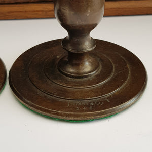 Tiffany & Co Pair Of Bronze Candlesticks Candle Holders Vintage Circa 1930's