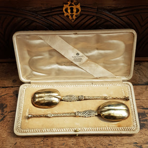 Sterling Silver Box Set Of Replica Royal Anointing Spoons Antique London Circa 1910