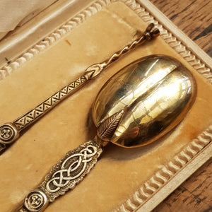 Sterling Silver Box Set Of Replica Royal Anointing Spoons Antique London Circa 1910