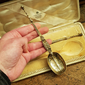 Sterling Silver Box Set Of Replica Royal Anointing Spoons Antique London Circa 1910