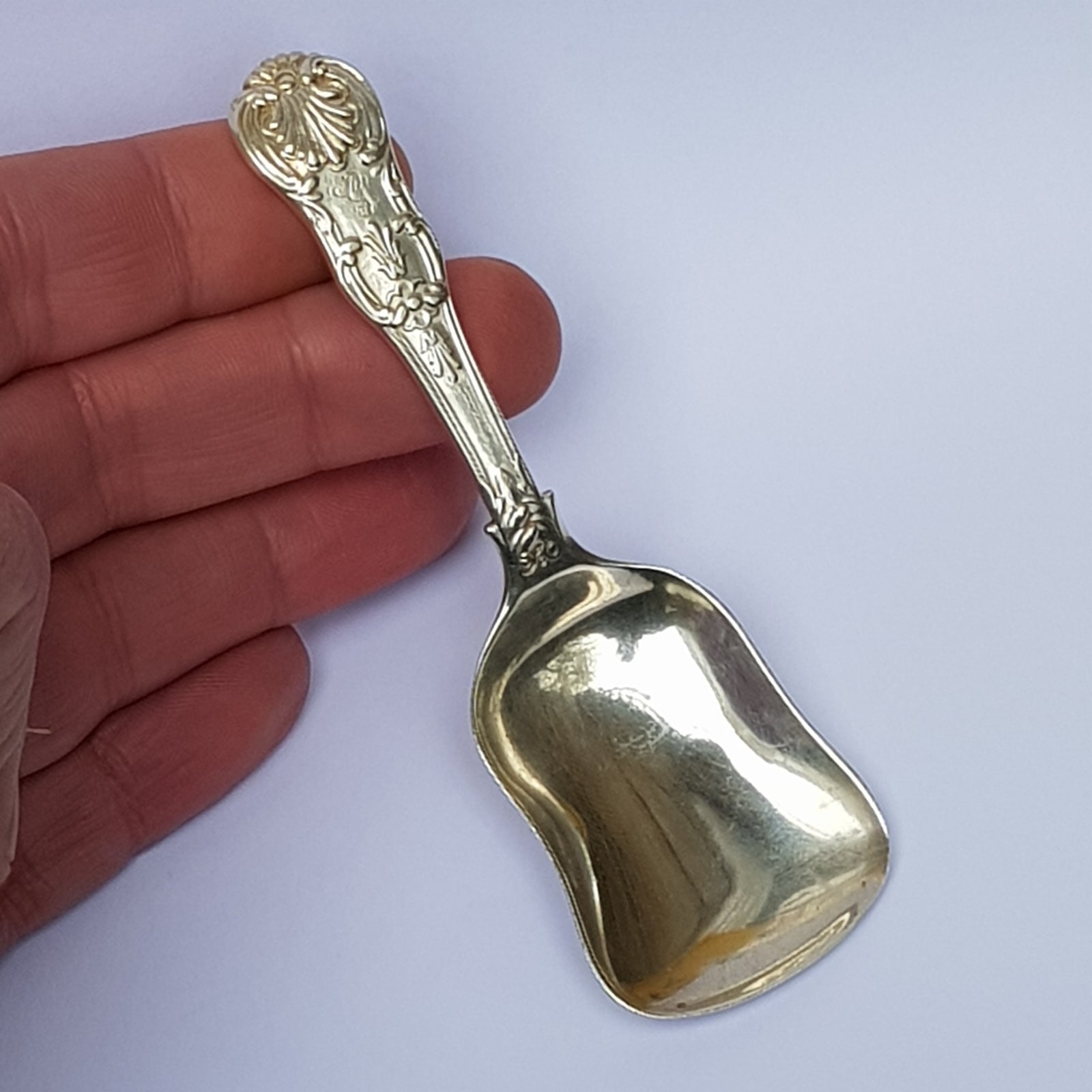 Sterling Silver Kings Pattern Tea Caddy Spoon Antique London Circa 1843