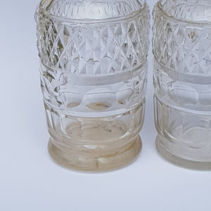 Sterling Silver Fitted Pair Of Cut Glass Pepper Pots Antique Georgian Sheffield circa 1821