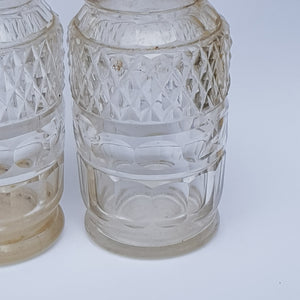 Sterling Silver Fitted Pair Of Cut Glass Pepper Pots Antique Georgian Sheffield circa 1821