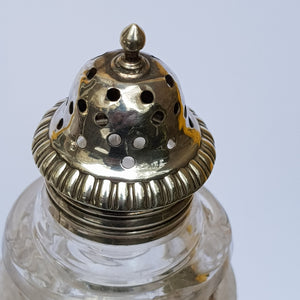 Sterling Silver Fitted Pair Of Cut Glass Pepper Pots Antique Georgian Sheffield circa 1821