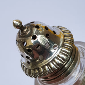 Sterling Silver Fitted Pair Of Cut Glass Pepper Pots Antique Georgian Sheffield circa 1821