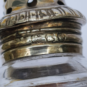 Sterling Silver Fitted Pair Of Cut Glass Pepper Pots Antique Georgian Sheffield circa 1821