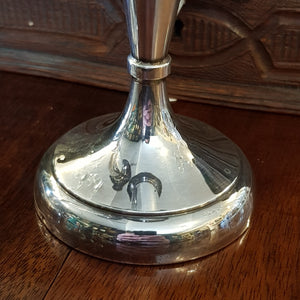 Sterling Silver Good Pair Of Tall Standing Trumpet Vases Antique Birmingham Circa 1919