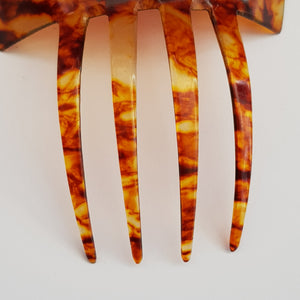 Hand Cut Etched And Pierced Celluloid Hair Comb Antique Edwardian Circa 1905