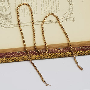 9k Yellow Gold 16" Belcher & Ringlet Pattern Necklace Antique Victorian Circa 1890