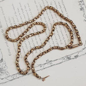 9k Yellow Gold 16" Belcher & Ringlet Pattern Necklace Antique Victorian Circa 1890