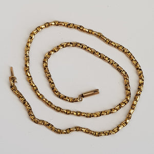 9k Yellow Gold 16" Belcher & Ringlet Pattern Necklace Antique Victorian Circa 1890