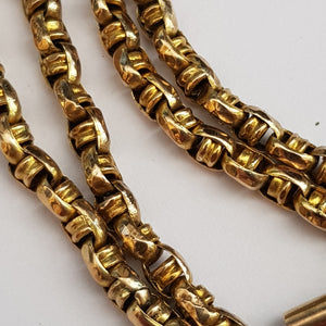 9k Yellow Gold 16" Belcher & Ringlet Pattern Necklace Antique Victorian Circa 1890