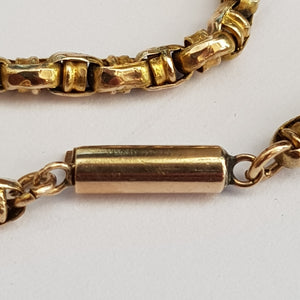 9k Yellow Gold 16" Belcher & Ringlet Pattern Necklace Antique Victorian Circa 1890