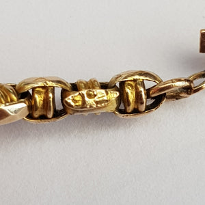 9k Yellow Gold 16" Belcher & Ringlet Pattern Necklace Antique Victorian Circa 1890