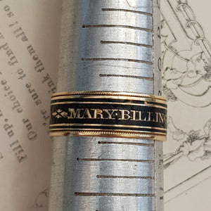 18k Gold Black Enamel Memento Mori Ring Size UK S Antique Georgian London Circa 1808