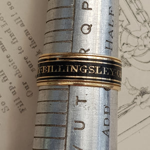 18k Gold Black Enamel Memento Mori Ring Size UK S Antique Georgian London Circa 1808