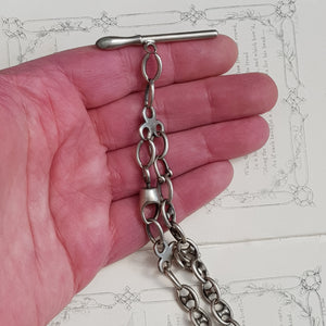 Russian Silver Naval Officers Double Albert Pocket Watch Chain Antique Circa 1910