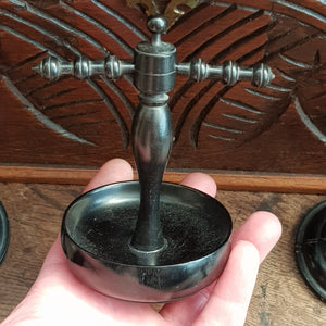 Solid Ebony Dressing Table Suite Candlesticks/Hat Pin Stand/Ring Tree/Glove Stretchers/Jewellery Stand Antique Circa 1900