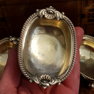 Rare Sterling Silver Set Of x4 Shelled Oak Leaf Trencher Salts Antique Georgian Circa 1811