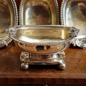 Rare Sterling Silver Set Of x4 Shelled Oak Leaf Trencher Salts Antique Georgian Circa 1811