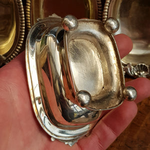 Rare Sterling Silver Set Of x4 Shelled Oak Leaf Trencher Salts Antique Georgian Circa 1811