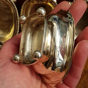 Rare Sterling Silver Set Of x4 Shelled Oak Leaf Trencher Salts Antique Georgian Circa 1811